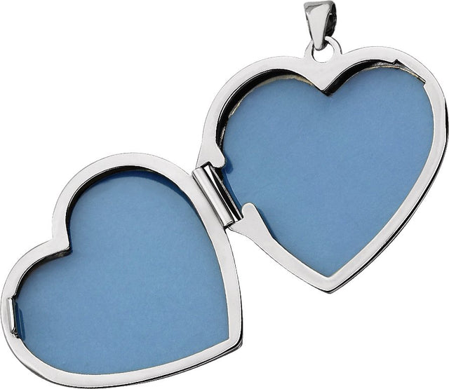 14K Gold Engravable Heart Locket - White Gold - view 3