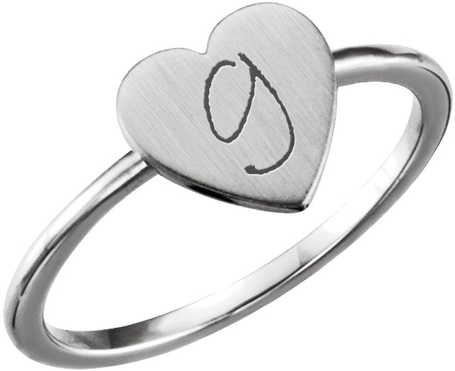 14K Gold Be Posh Engravable Heart Signet Ring - White Gold - view 3