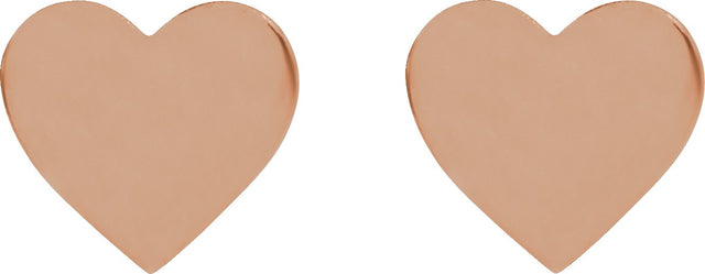 14K Gold Engravable Heart Stud Earrings - Rose Gold - view 2
