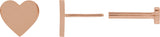 14K Gold Engravable Heart Stud Earrings - Rose Gold
