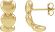 14K Gold Electroform Puffed Hearts J-Hoop Earrings