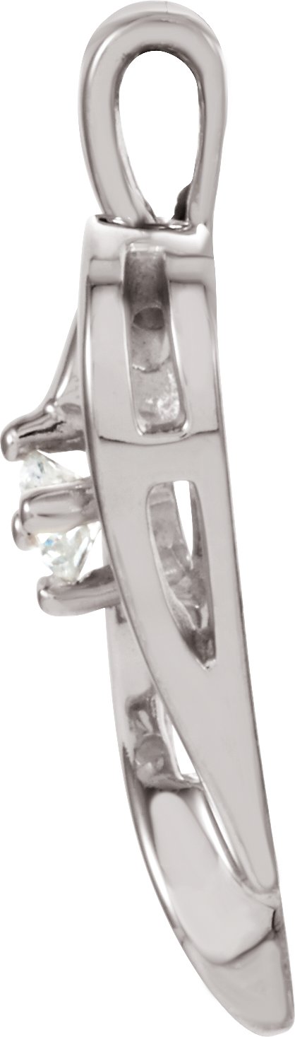 14K Gold Round Natural Diamond Accented Heart Pendant - White Gold - view 4