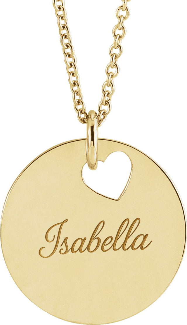 14K Gold Engravable Pierced Heart or Star Necklace or Pendant - Rose Gold - view 3