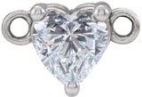 14K Gold Heart Lab-Grown Diamond Family Bar Necklace - White Gold