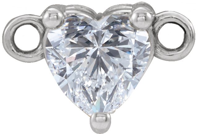 14K Gold Heart Lab-Grown Diamond Family Bar Necklace - White Gold
