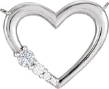 14K Gold Round Lab-Grown Diamond Family Heart Necklace - White Gold