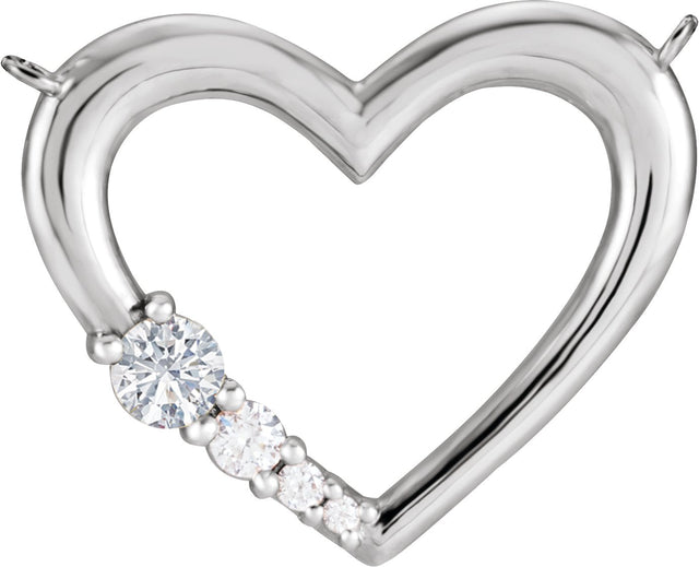 Platinum Round Natural Diamond Family Heart Necklace