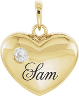 14K Gold Engravable Heart Pendant - Yellow Gold - view 6