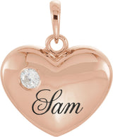 14K Gold Engravable Heart Pendant - Rose Gold - view 6