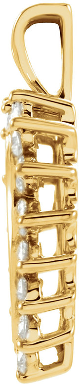 14K Gold Round Natural Diamond Heart Pendant – 2mm Stones - Yellow Gold - view 4