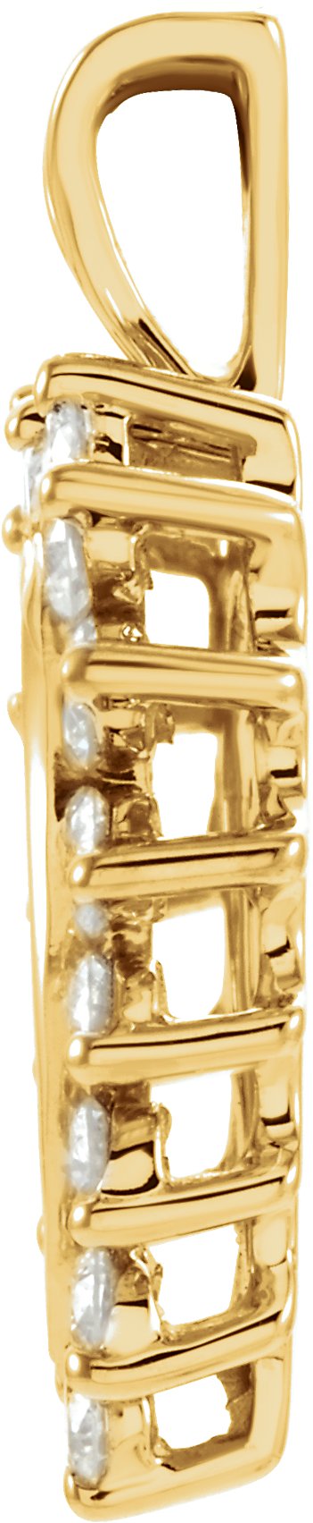 14K Gold Round Natural Diamond Heart Pendant – 2mm Stones - Yellow Gold - view 4
