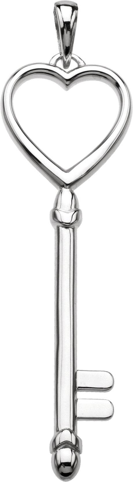 14K Gold Heart Key Pendant - White Gold
