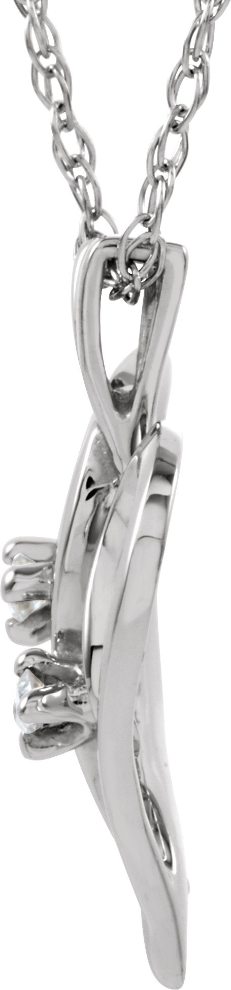 14K Gold Round Natural Diamond Accented Heart Pendant – 0.03 CTW - White Gold - view 4