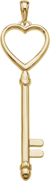 14K Gold Heart Key Pendant - Yellow Gold