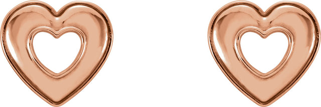 14K Gold Heart Earrings – 8.5x8mm - Rose Gold - view 4