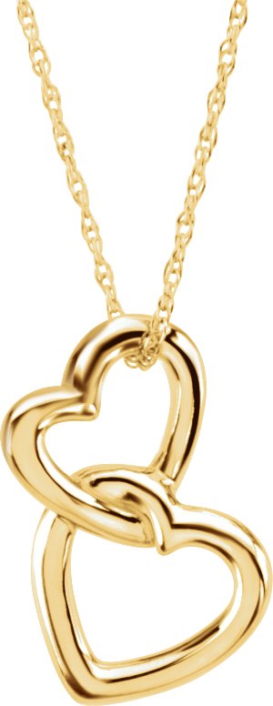 18K Gold Interlocking Heart Necklace or Pendant - view 2