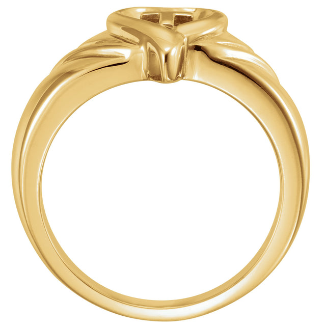 14K Gold Heart & Cross Ring II - Yellow Gold - view 2