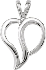 14K Gold Heart Pendant – 18.5x12mm - White Gold