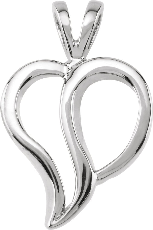 14K Gold Heart Pendant – 18.5x12mm - White Gold