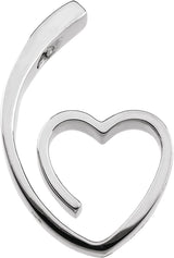 14K Gold Heart Slide Pendant – 25x15.5mm - White Gold