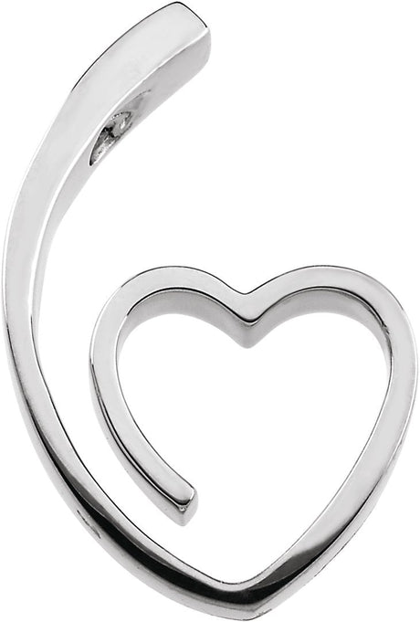 14K Gold Heart Slide Pendant – 25x15.5mm - White Gold