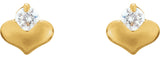 14K Gold Round White Cubic Zirconia Youth Heart Earrings – 2.25mm Stones - view 2
