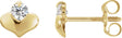 14K Gold Round White Cubic Zirconia Youth Heart Earrings – 2.25mm Stones