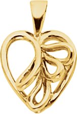 Platinum Heart Pendant – 24.5x17.5mm