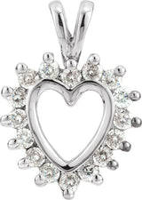 14K Gold Round Natural Diamond Heart Pendant – 1/3 CTW - White Gold - view 7