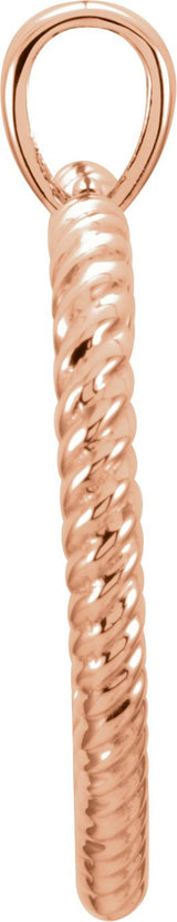 14K Gold Heart Rope Pendant - Rose Gold - view 2