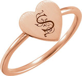 14K Gold Be Posh Engravable Heart Signet Ring - Rose Gold - view 4