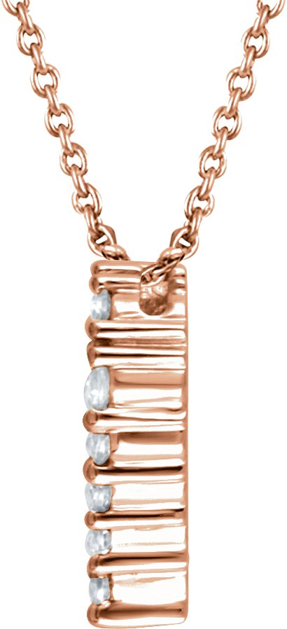 14K Gold Round Natural Diamond Heart Necklace - Rose Gold - view 4
