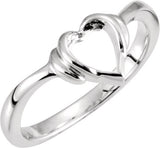 14K Gold Heart Ring - White Gold