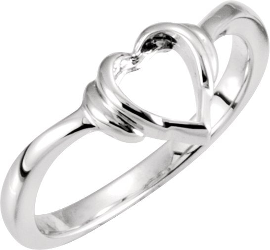 14K Gold Heart Ring - White Gold