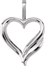 14K Gold Heart Pendant IV - White Gold