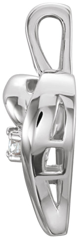 14K Gold Round Natural Diamond Heart Pendant - White Gold - view 4