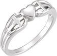 14K Gold Heart & Cross Ring IV - White Gold