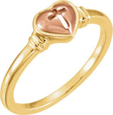 10K Gold Heart & Cross Ring