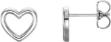 14K Gold Heart Earrings – 5.29x5mm - White Gold