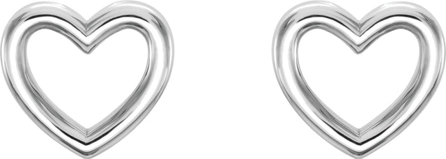 14K Gold Heart Earrings – 5.29x5mm - White Gold - view 2