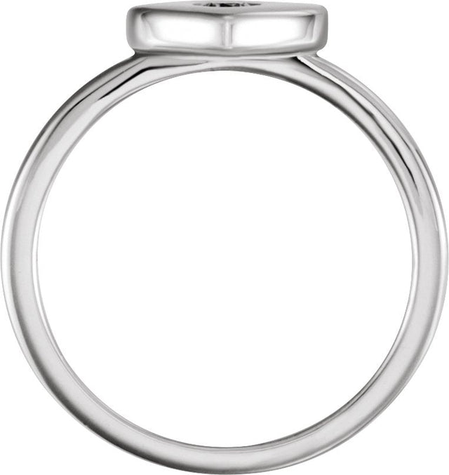 14K Gold Round Natural Diamond Heart Ring - White Gold - view 4