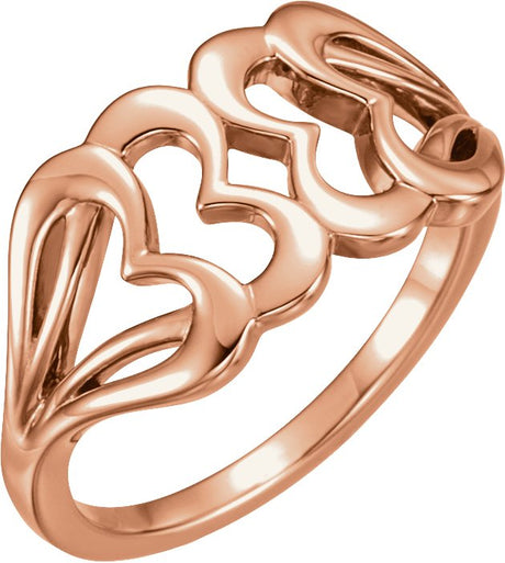 14K Gold Heart Ring VII - Rose Gold