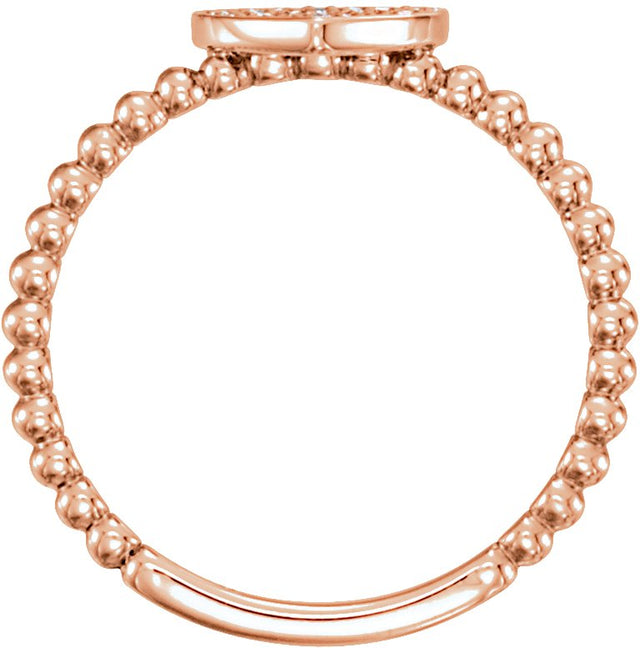 14K Gold Round Natural Diamond Cluster Heart Ring - Rose Gold - view 4