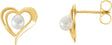 14K Gold Cultured White Seed Pearl Pearl Heart Earrings