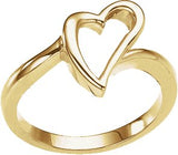 10K Gold Heart Ring V