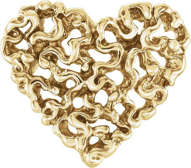 10K Gold Heart Pendant – 17x16mm