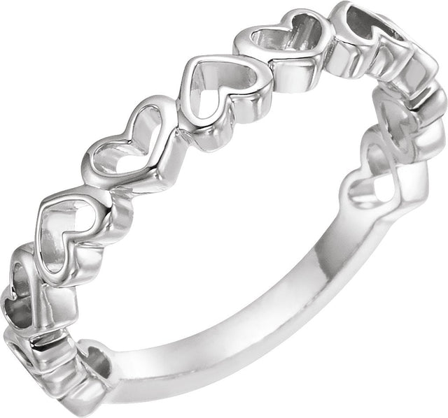 14K Gold Heart Ring V - White Gold