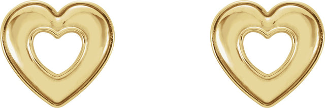 14K Gold Heart Earrings – 8.5x8mm - Yellow Gold - view 4