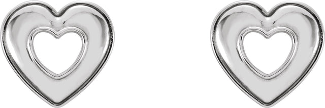 14K Gold Heart Earrings – 8.5x8mm - White Gold - view 4