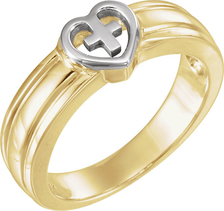 14K Gold Heart & Cross Ring III - Two-Tone